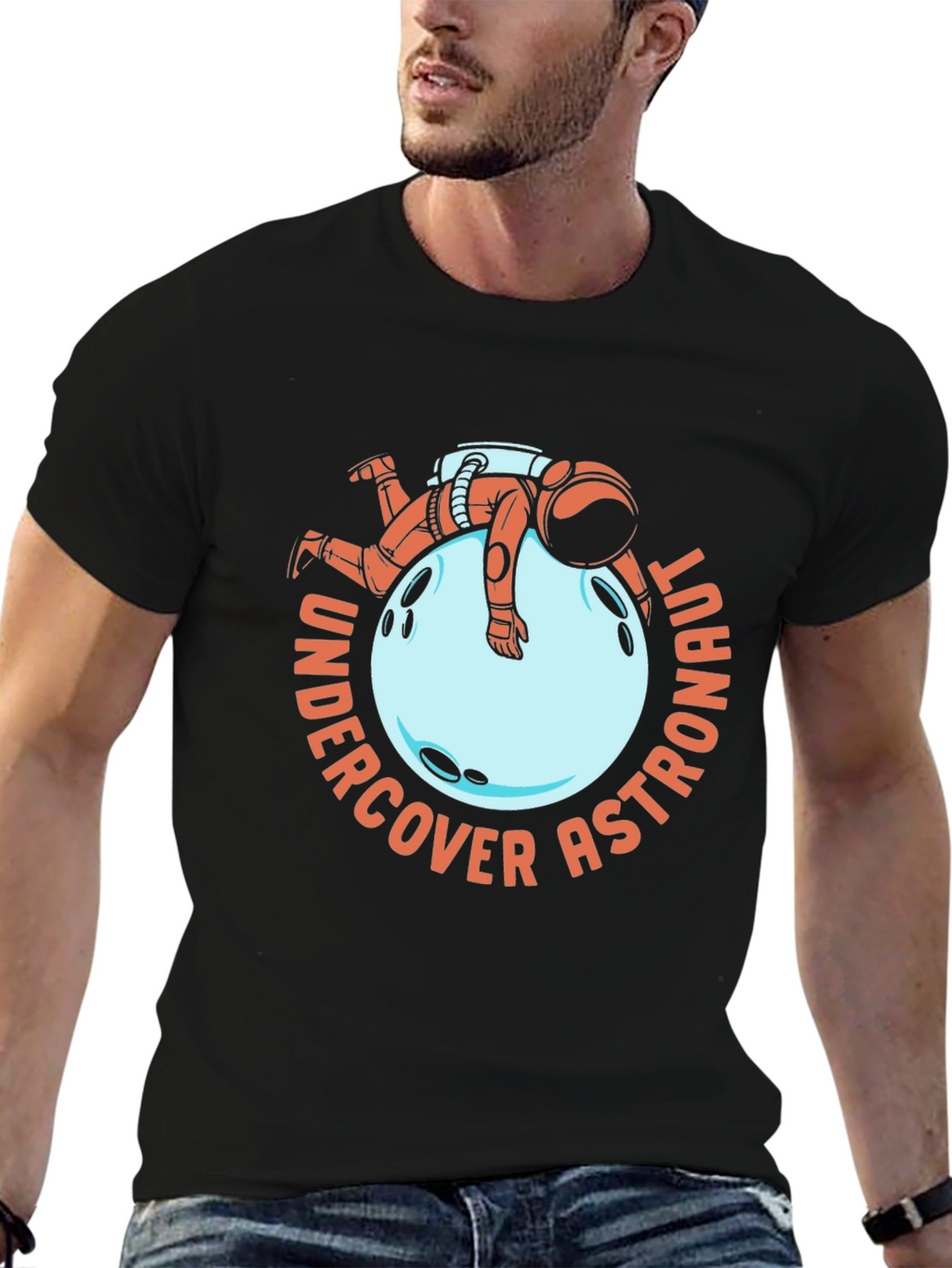 Undercover Astronaut Black T-Shirt Novelty Space Tee