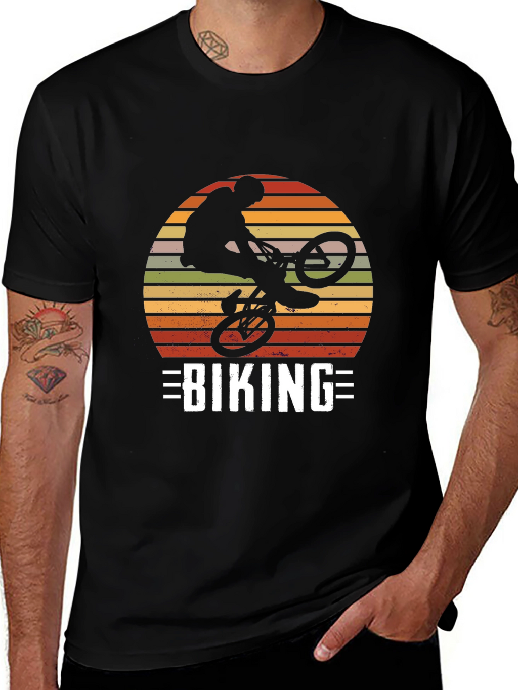 Biking Silhouette Graphic Tee - Retro Design