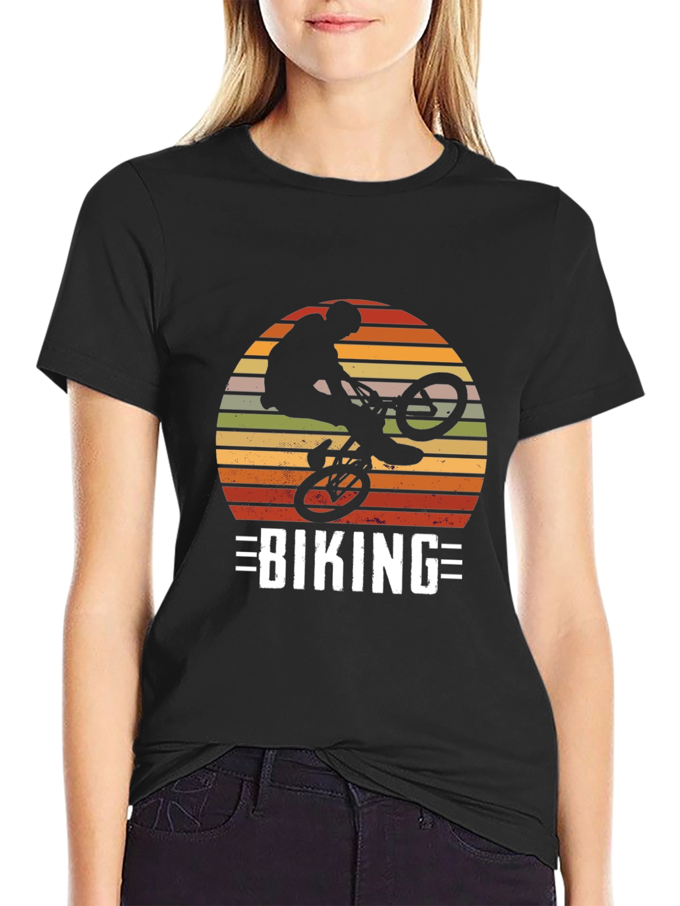 Biking Silhouette Graphic Tee - Retro Design