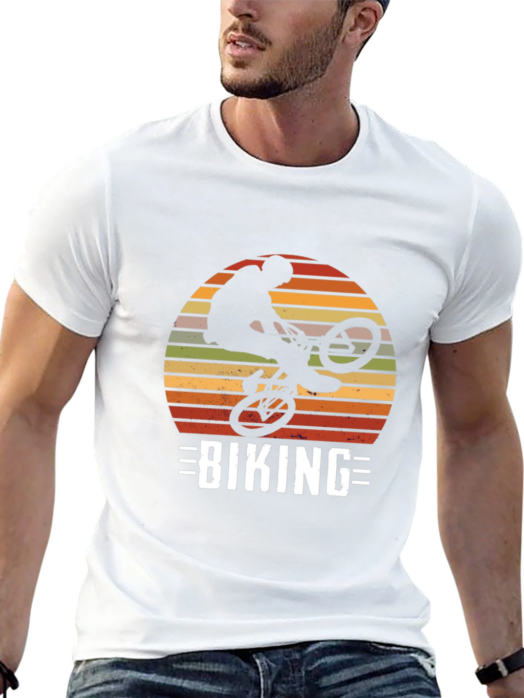Biking Silhouette Graphic Tee - Retro Design