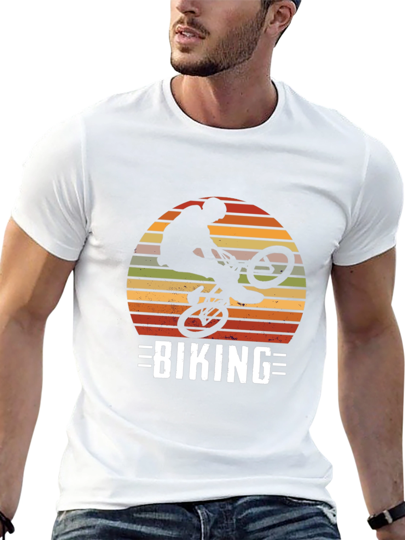 Biking Silhouette Graphic Tee - Retro Design
