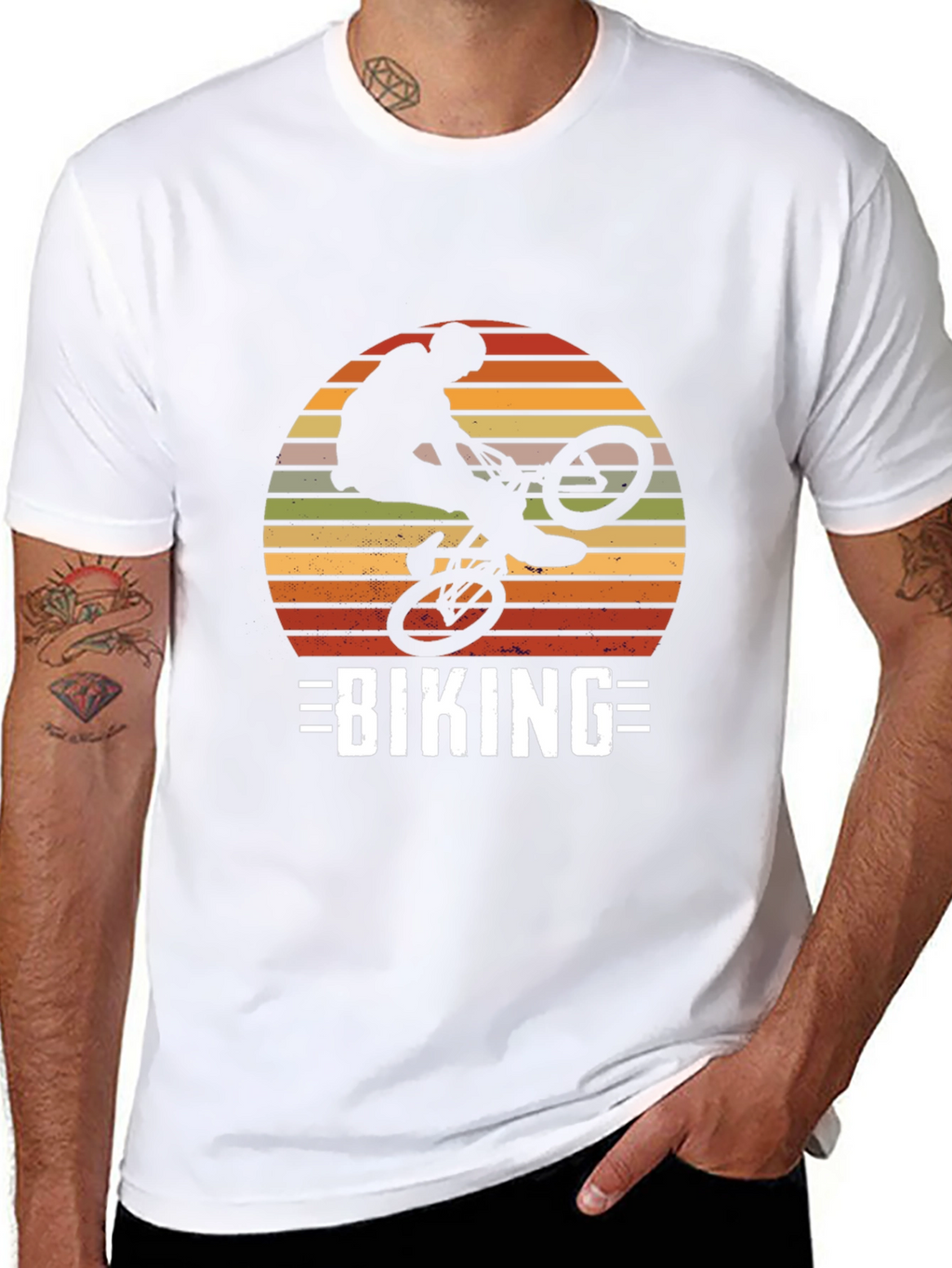 Biking Silhouette Graphic Tee - Retro Design