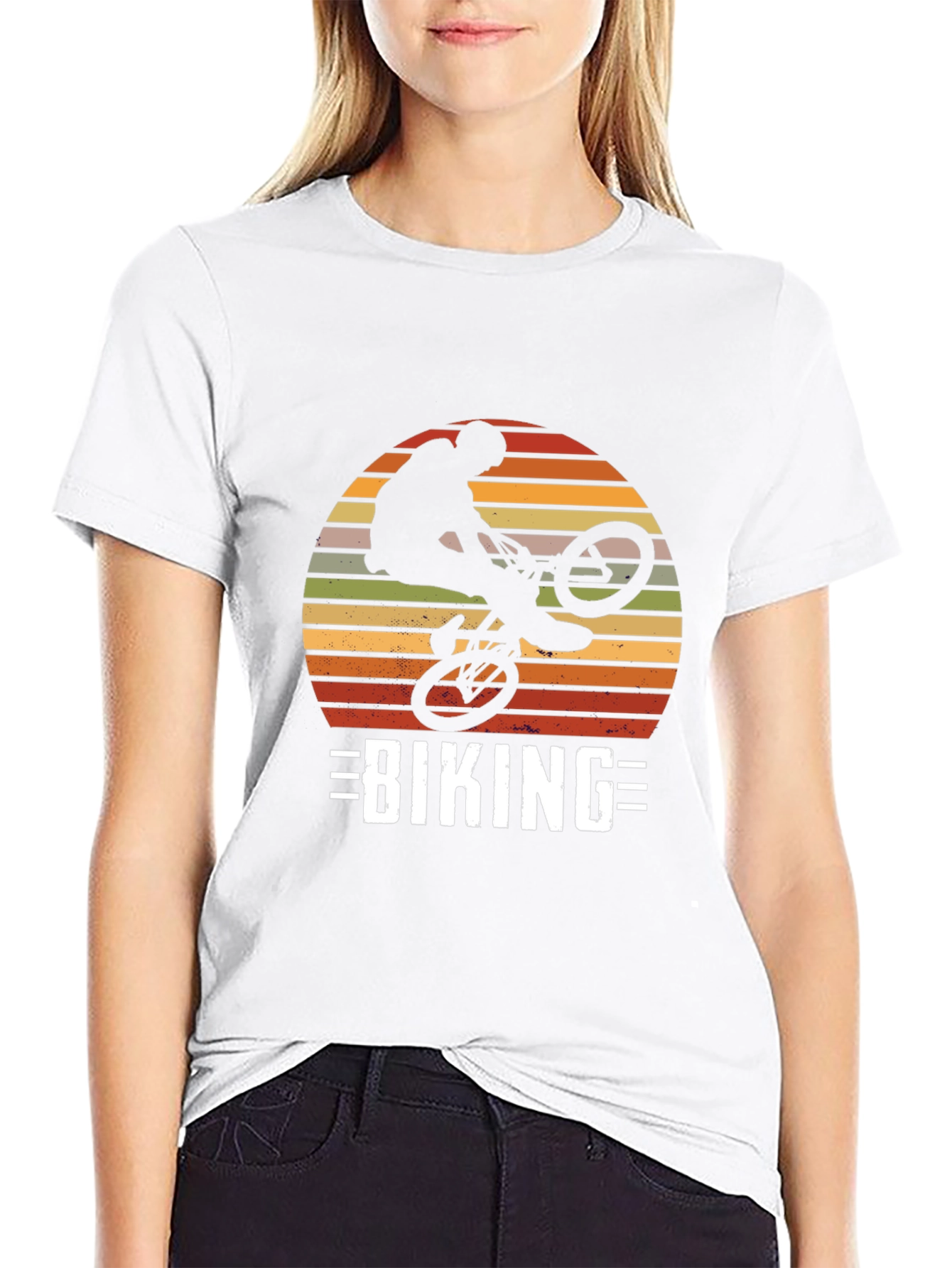 Biking Silhouette Graphic Tee - Retro Design