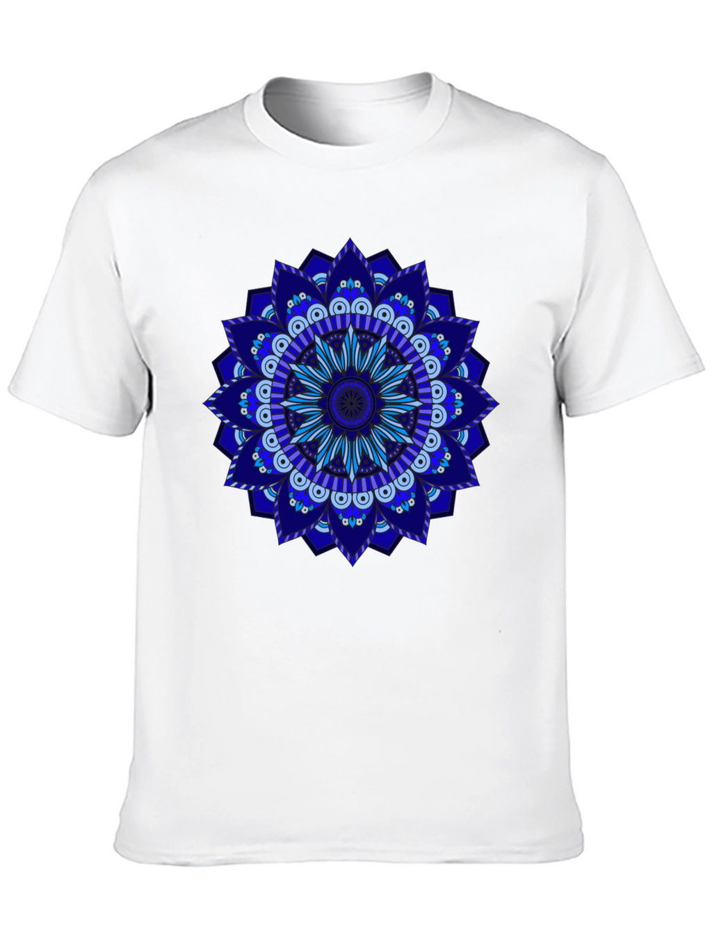 Blue Mandala Graphic Black T-Shirt