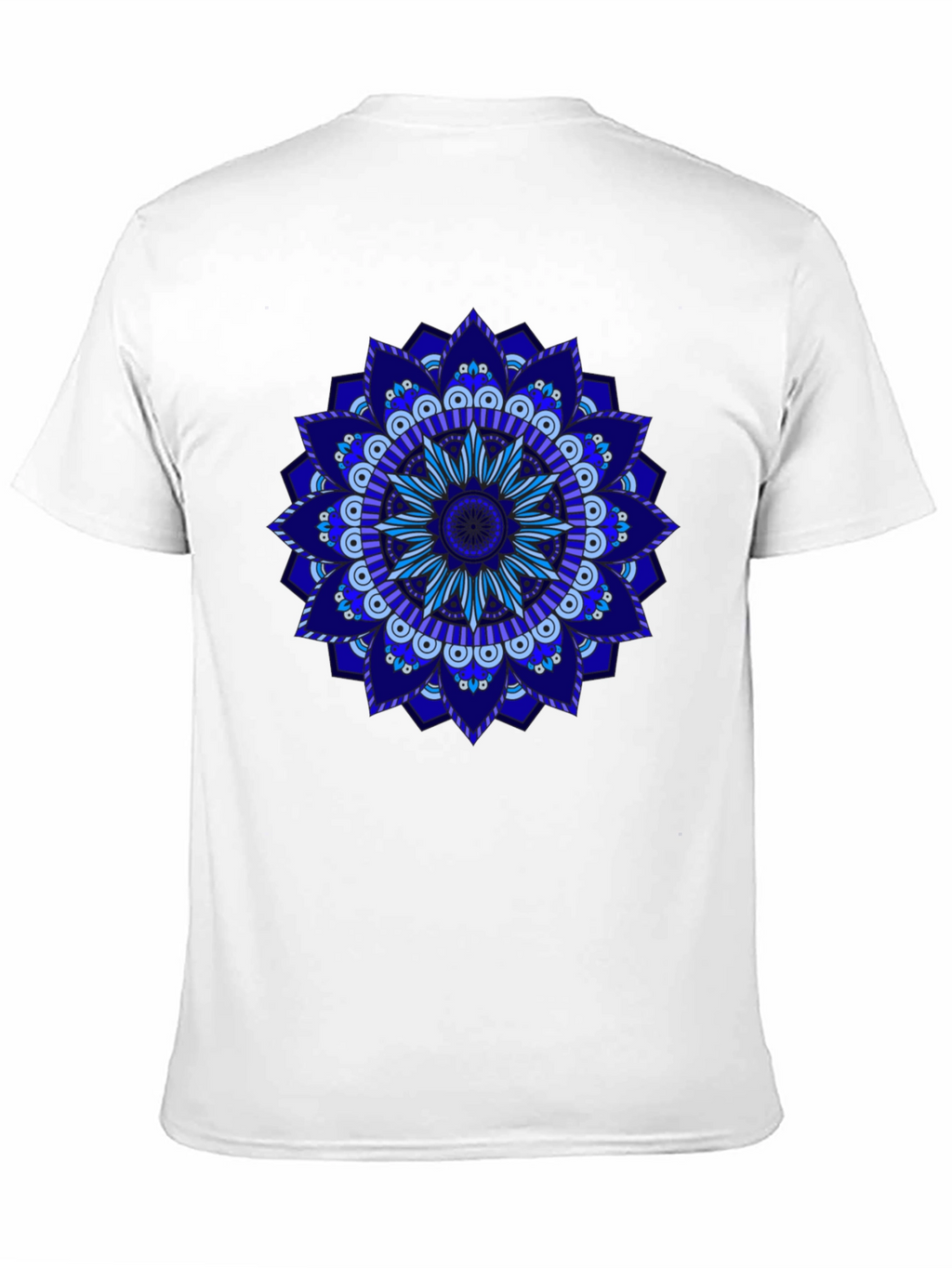 Blue Mandala Graphic Black T-Shirt
