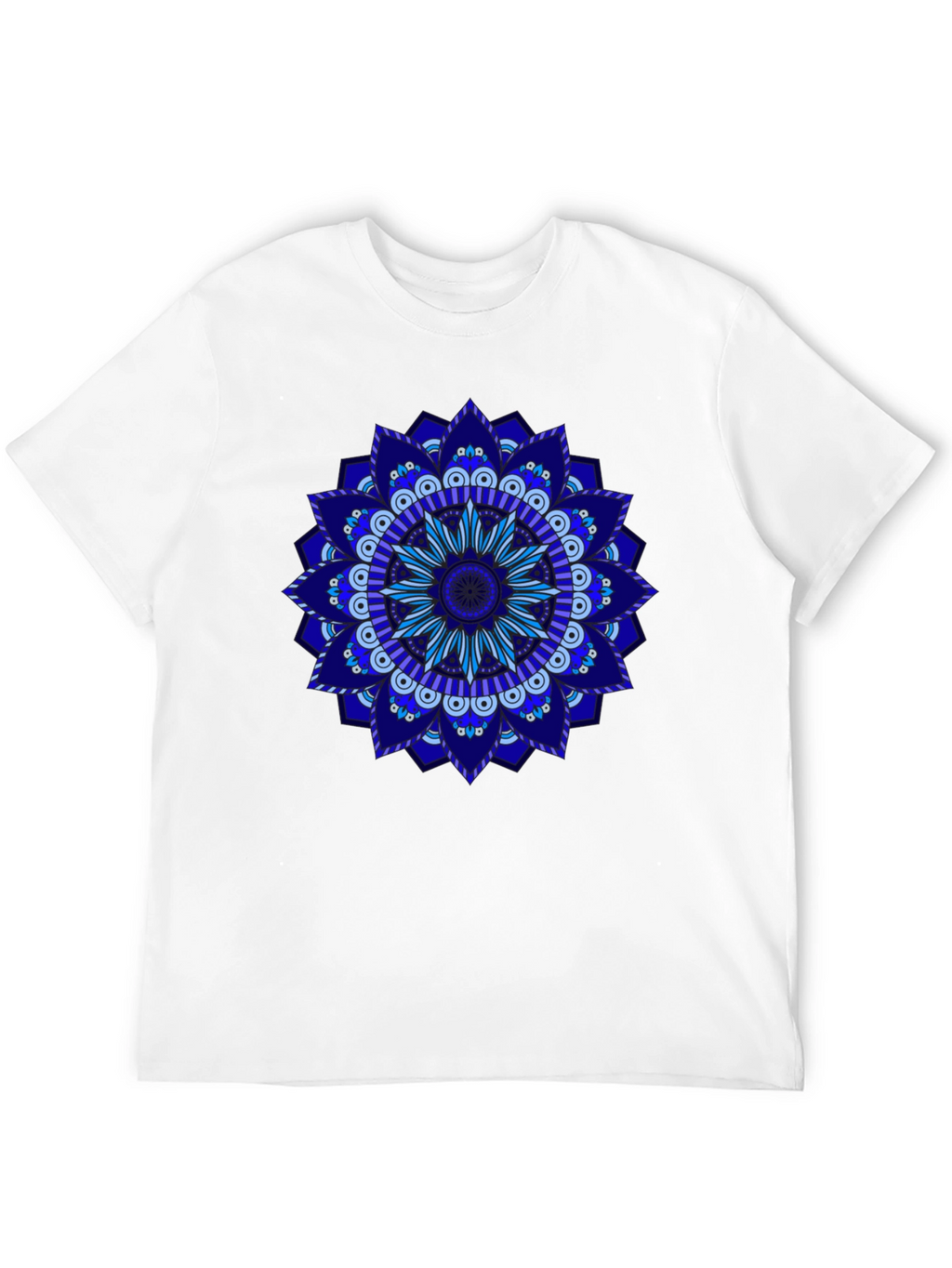 Blue Mandala Graphic Black T-Shirt