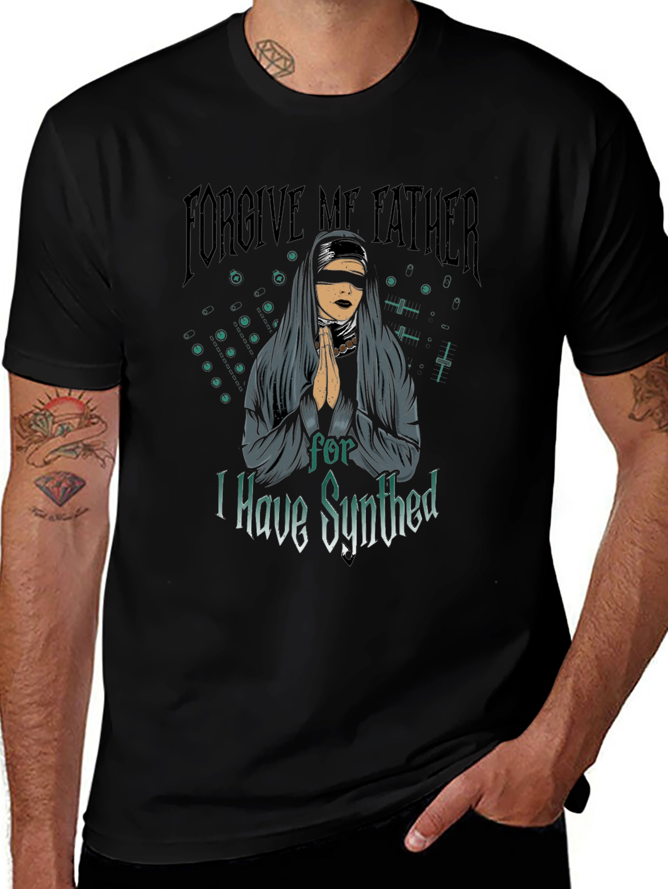 Forgive Me Father Black Graphic T-Shirt