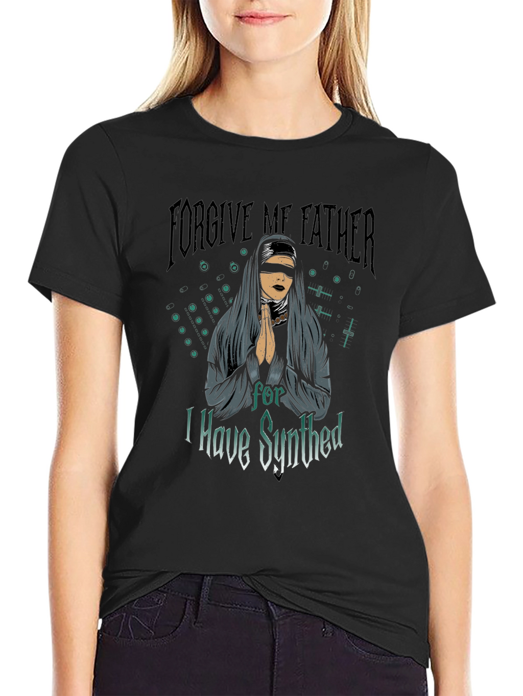 Forgive Me Father Black Graphic T-Shirt