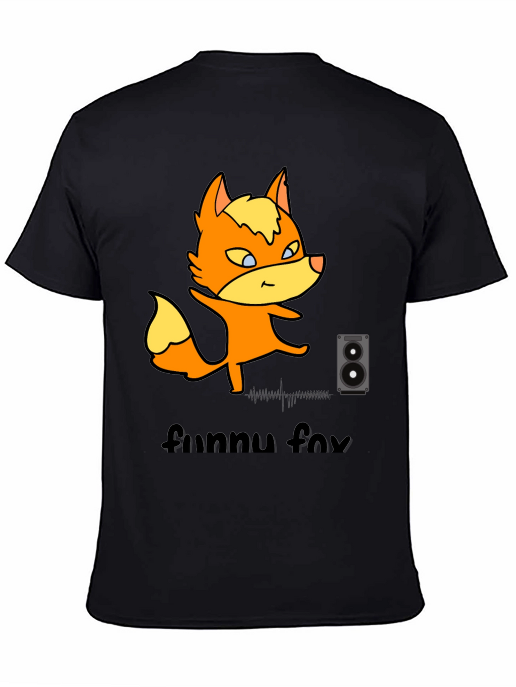 Funny Fox Graphic Tee - Black Cotton T-Shirt