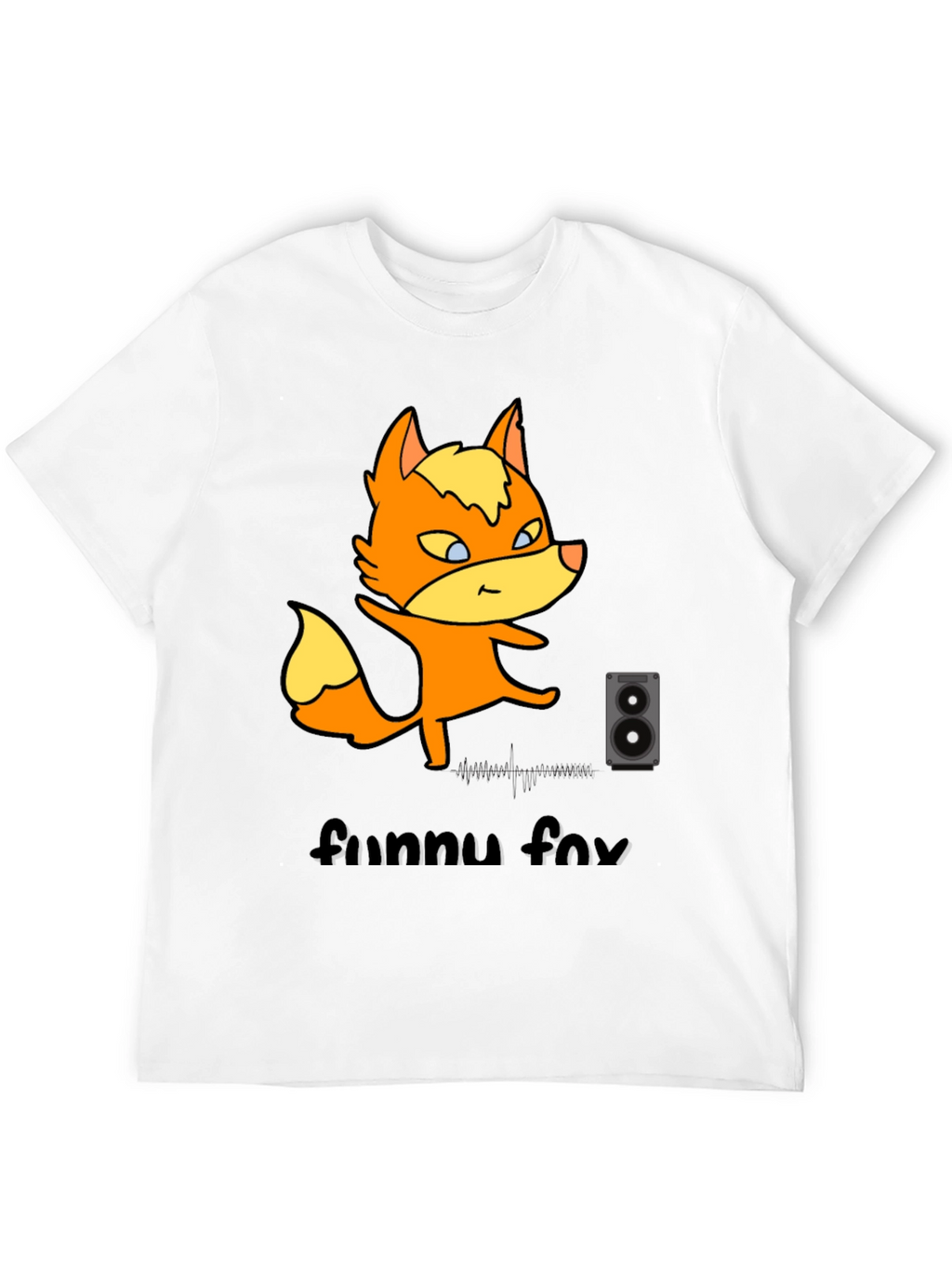 Funny Fox Graphic Tee - Black Cotton T-Shirt