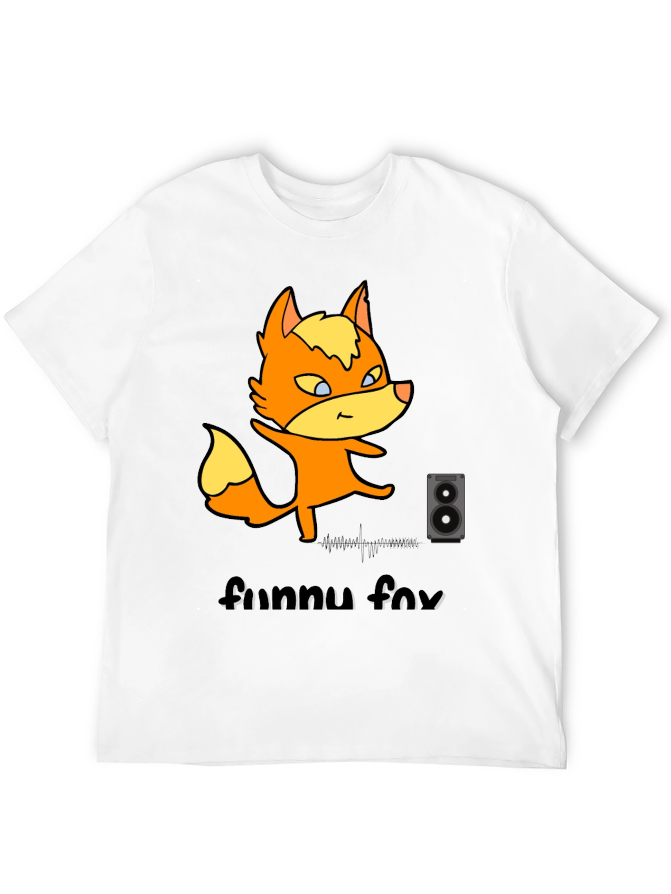 Funny Fox Graphic Tee - Black Cotton T-Shirt