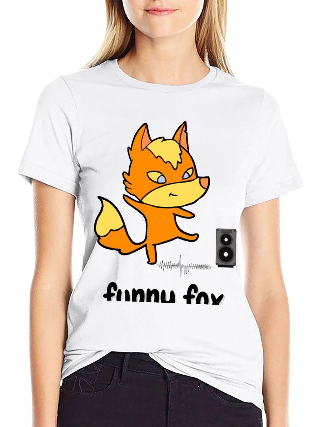 Funny Fox Graphic Tee - Black Cotton T-Shirt