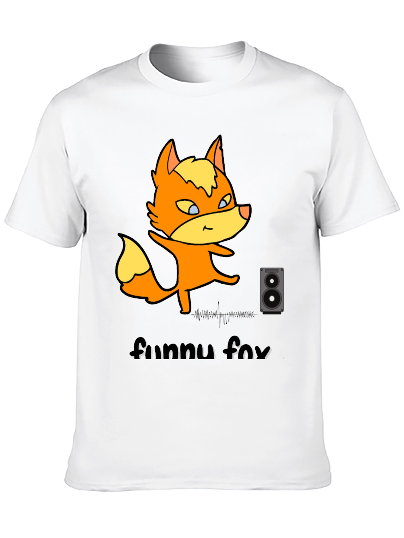 Funny Fox Graphic Tee - Black Cotton T-Shirt