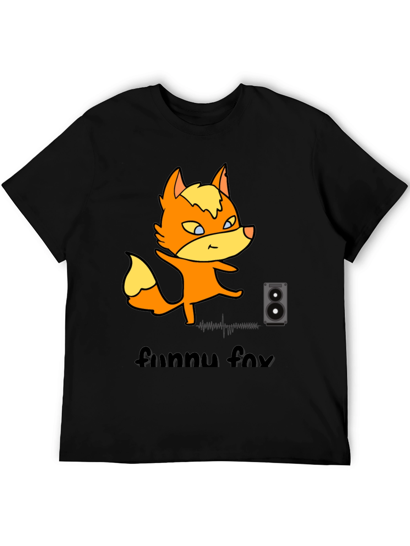 Funny Fox Graphic Tee - Black Cotton T-Shirt