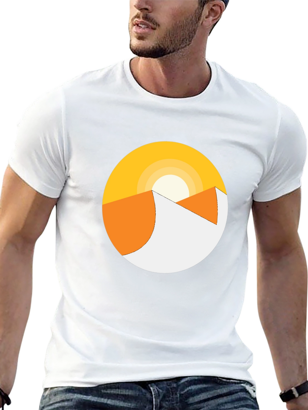Minimalist Desert Sunrise Graphic Tee - Black