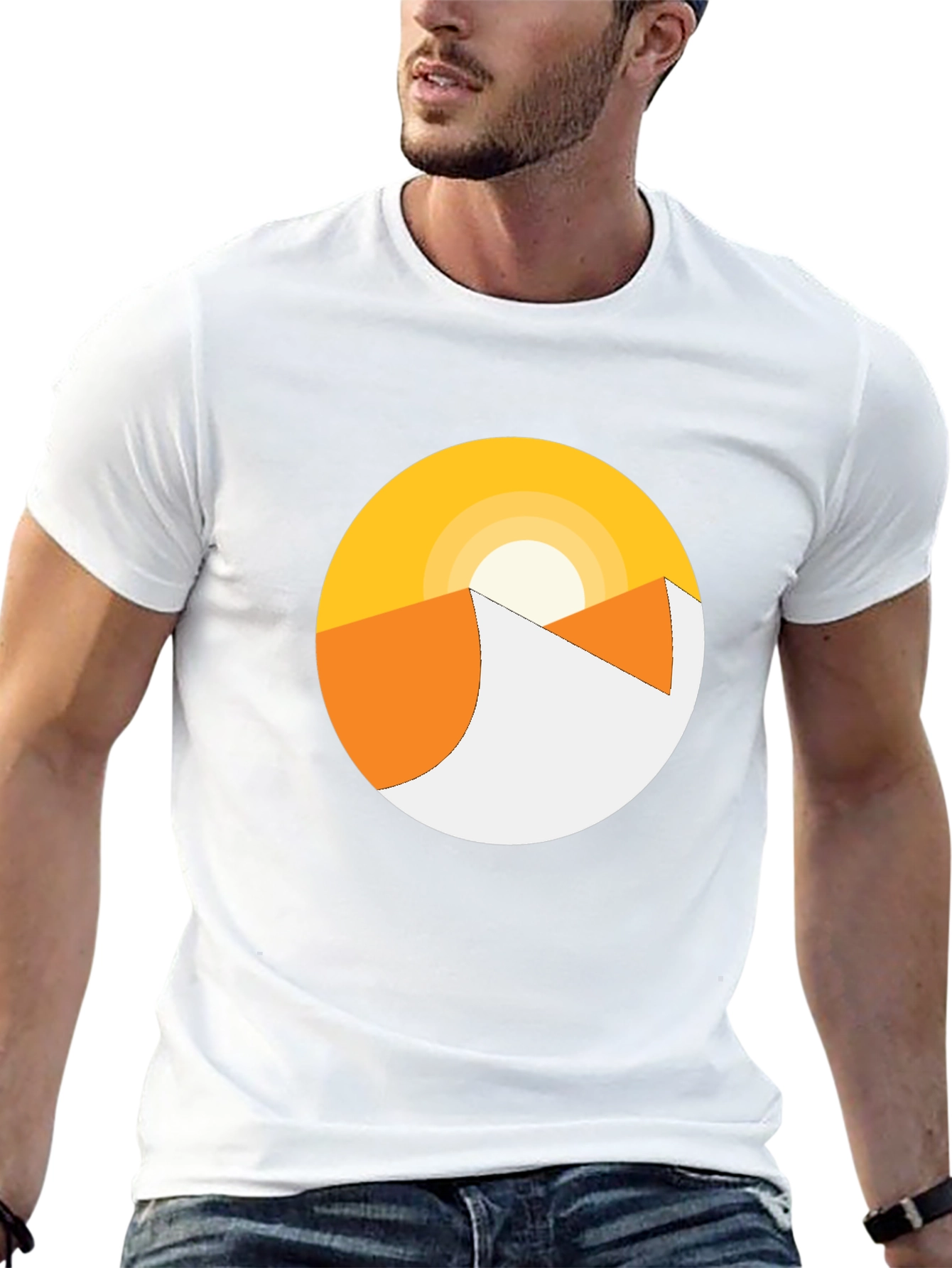 Minimalist Desert Sunrise Graphic Tee - Black