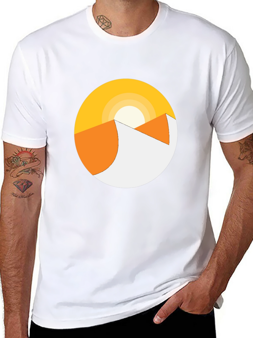 Minimalist Desert Sunrise Graphic Tee - Black