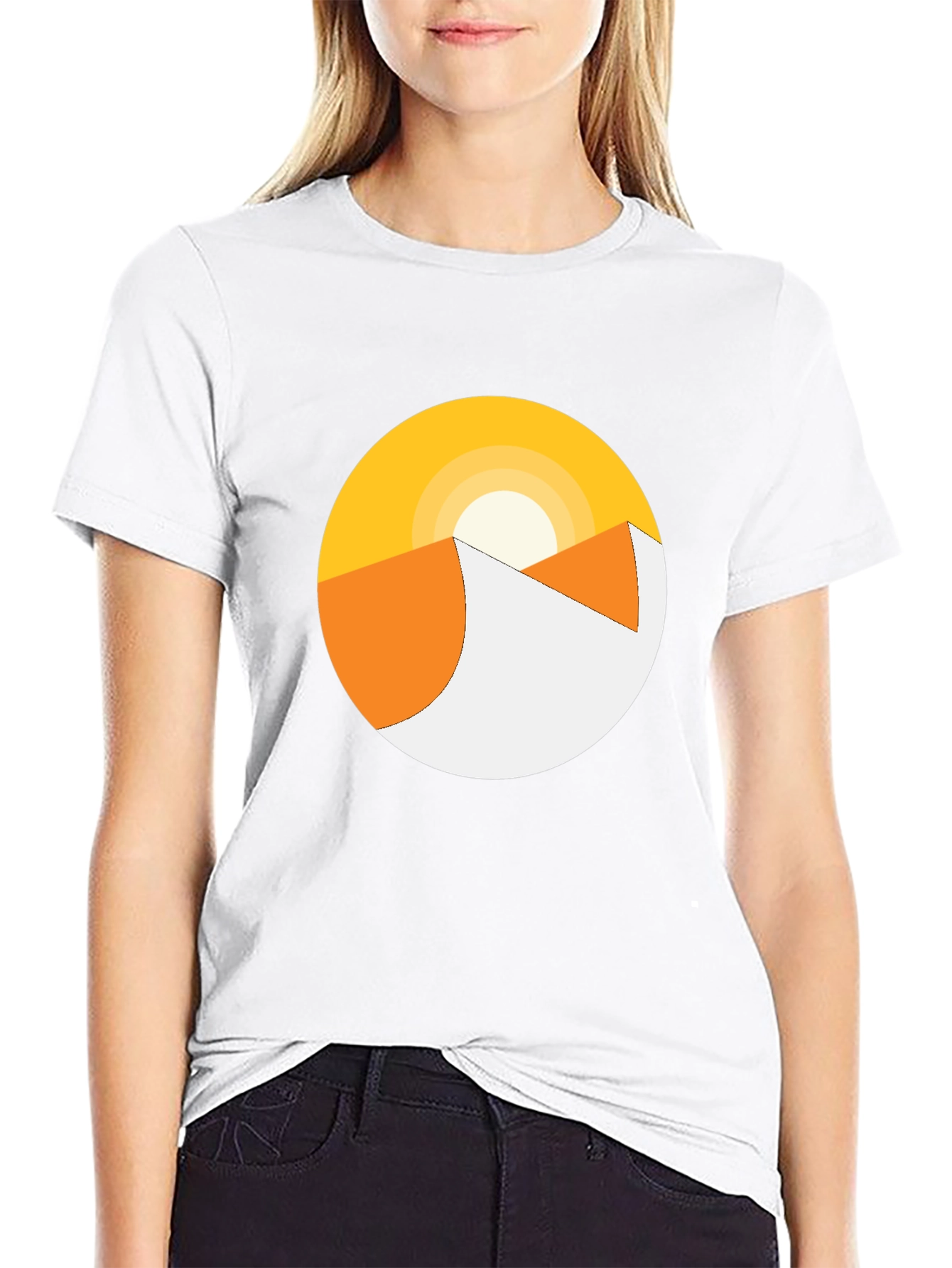 Minimalist Desert Sunrise Graphic Tee - Black
