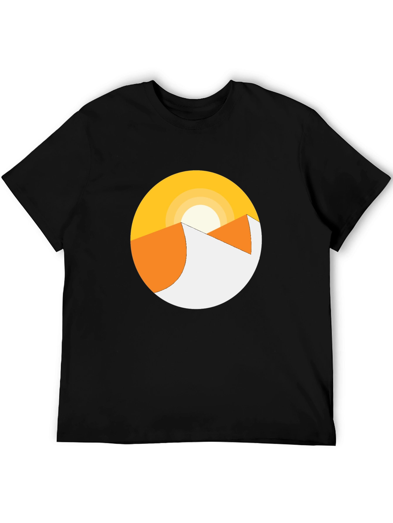 Minimalist Desert Sunrise Graphic Tee - Black
