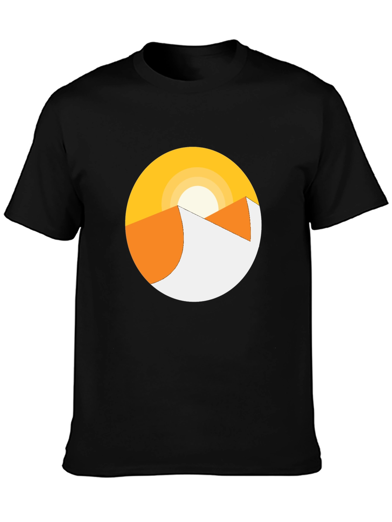 Minimalist Desert Sunrise Graphic Tee - Black