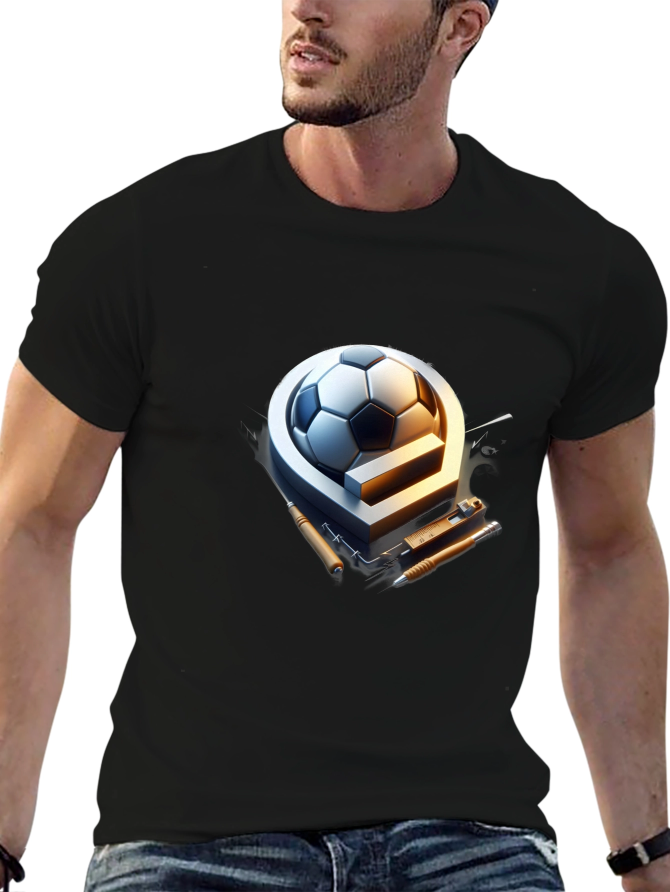 Soccer Ball & Drafting Tools Graphic Tee
