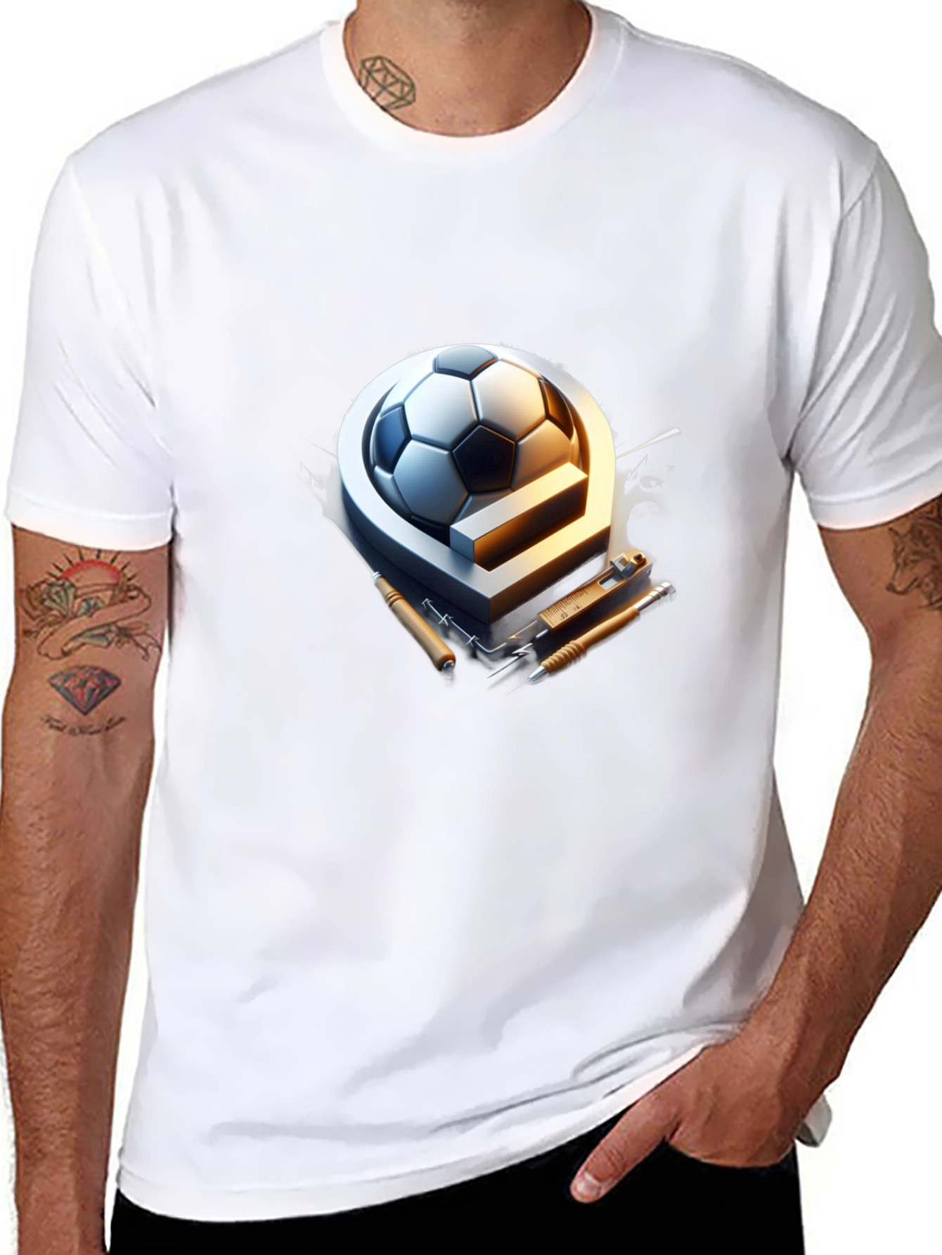 Soccer Ball & Drafting Tools Graphic Tee