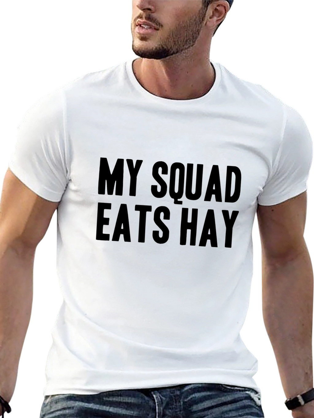 Funny My Squad Eats Hay Black Graphic Tee