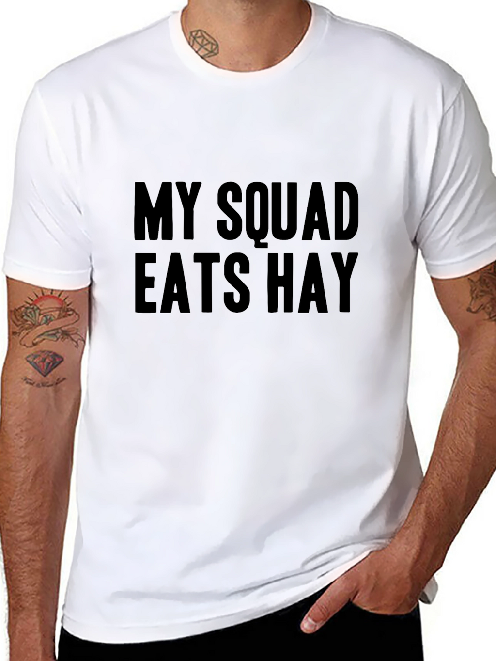 Funny My Squad Eats Hay Black Graphic Tee