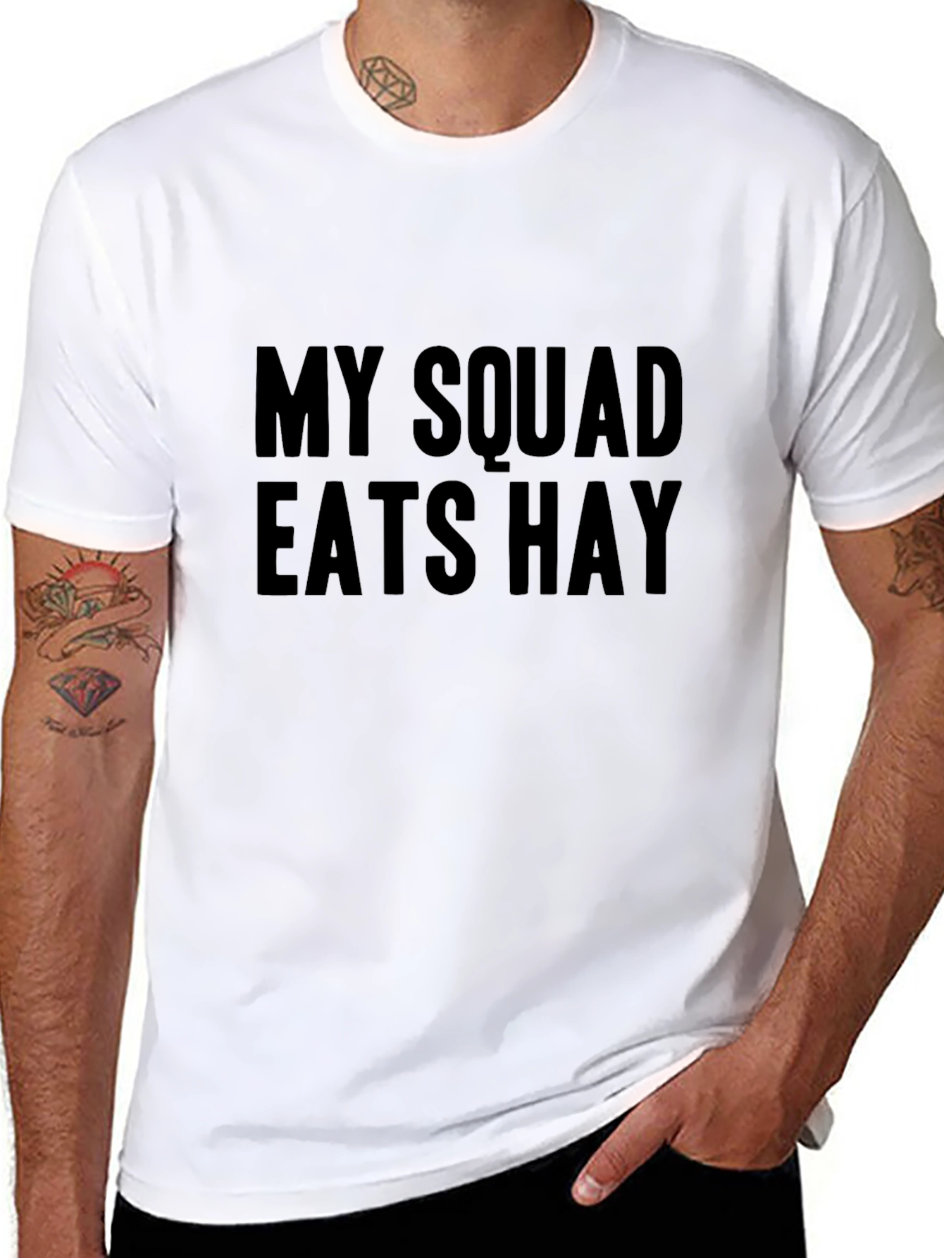 Funny My Squad Eats Hay Black Graphic Tee