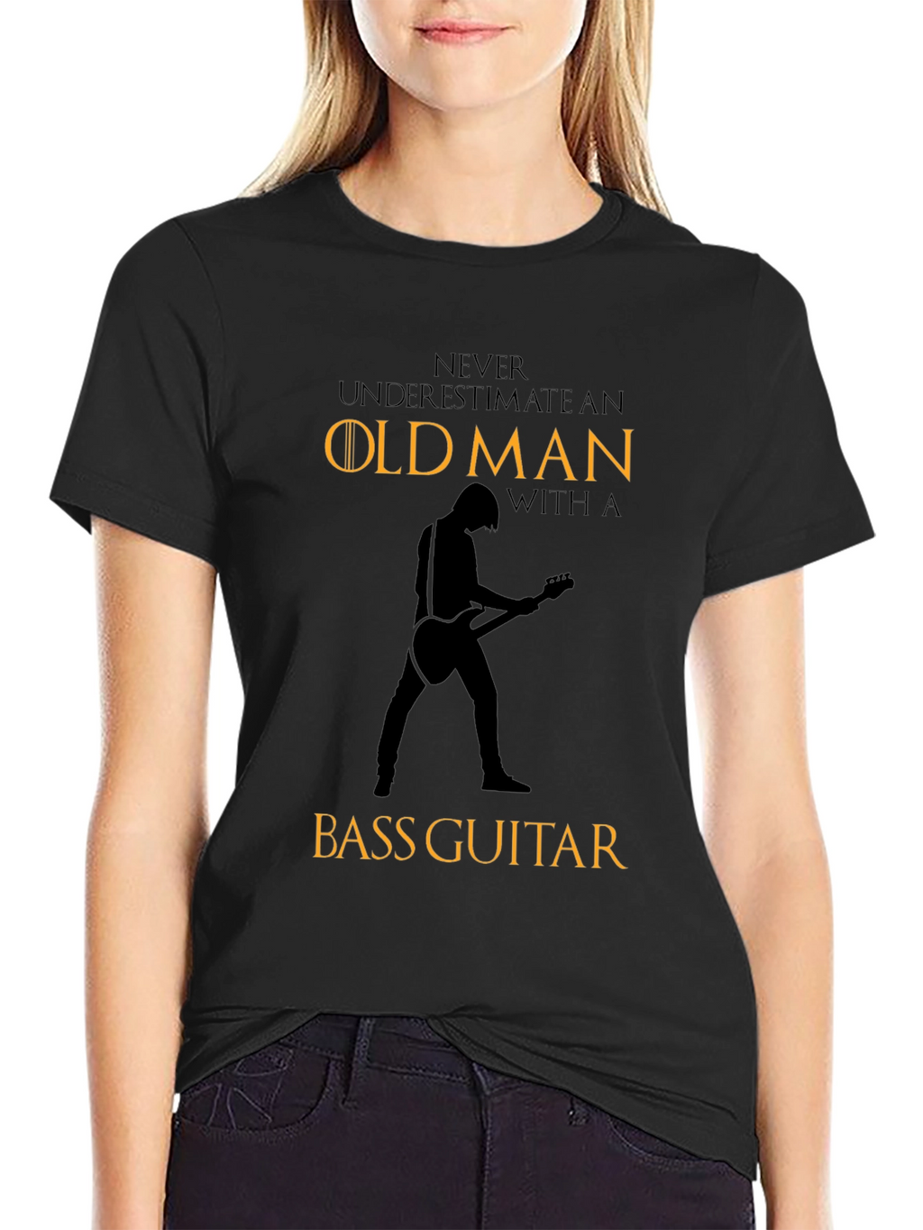 Old Man Bass Guitar Graphic T-Shirt
