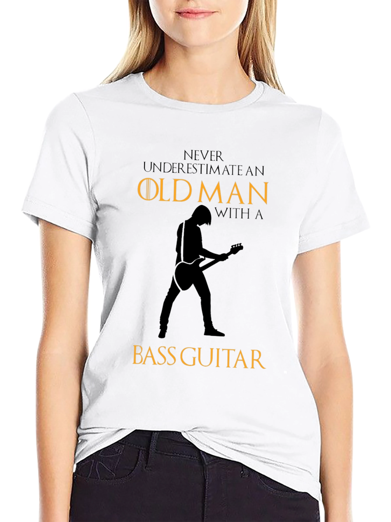 Old Man Bass Guitar Graphic T-Shirt