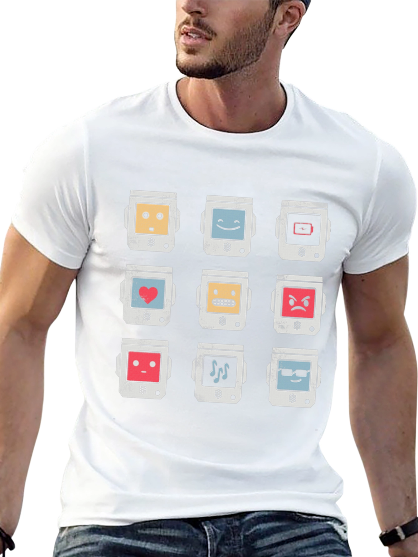 Retro Robot Emoji T-Shirt - Cool Graphic Tee