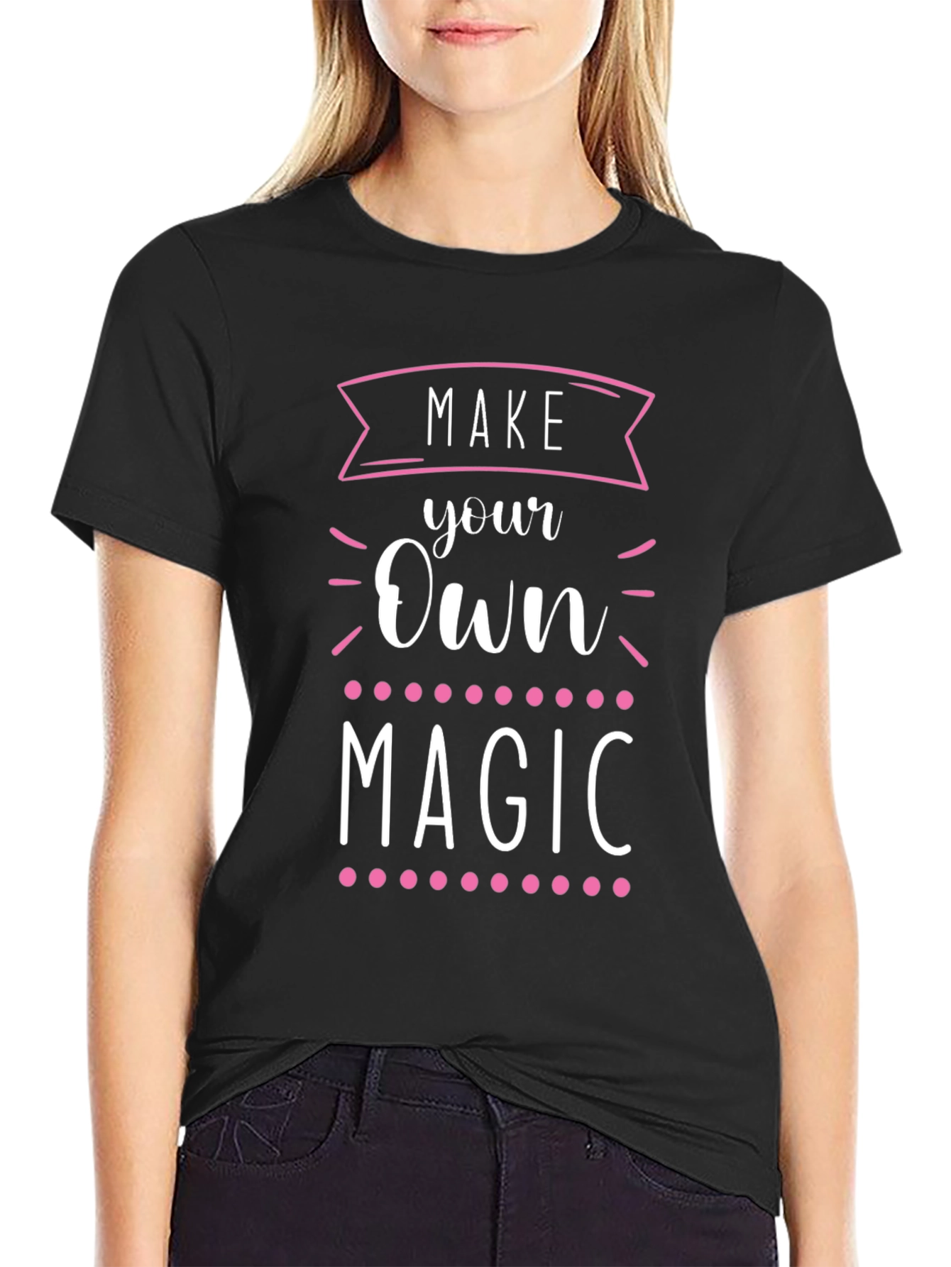 Make Your Own Magic Graphic Tee - Trendy Black T-Shirt