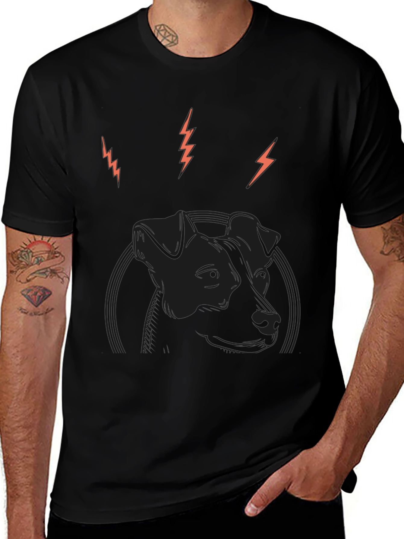 Dog Graphic Print Black T-Shirt