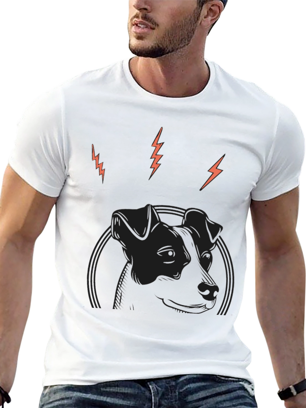Dog Graphic Print Black T-Shirt