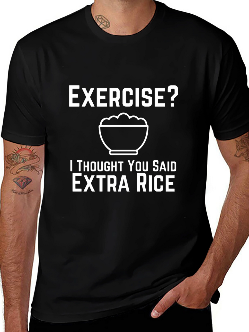 Exercise? Extra Rice T-Shirt Funny Foodie Tee