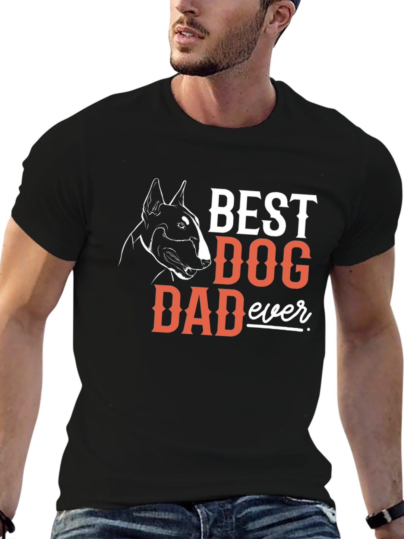 Best Dog Dad Ever T-Shirt - Bull Terrier Design