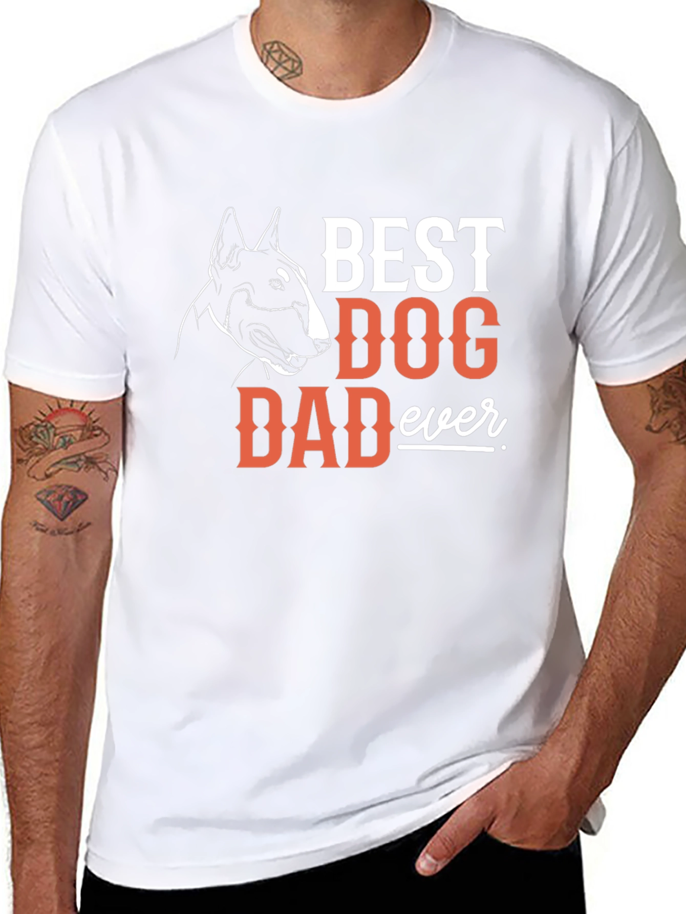 Best Dog Dad Ever T-Shirt - Bull Terrier Design