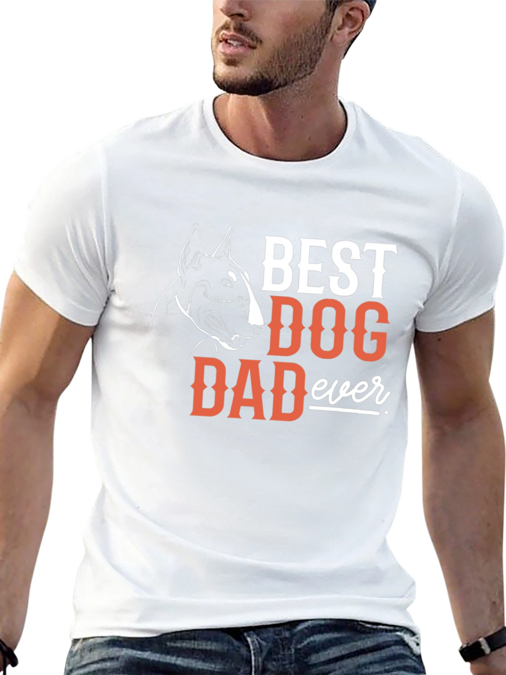 Best Dog Dad Ever T-Shirt - Bull Terrier Design