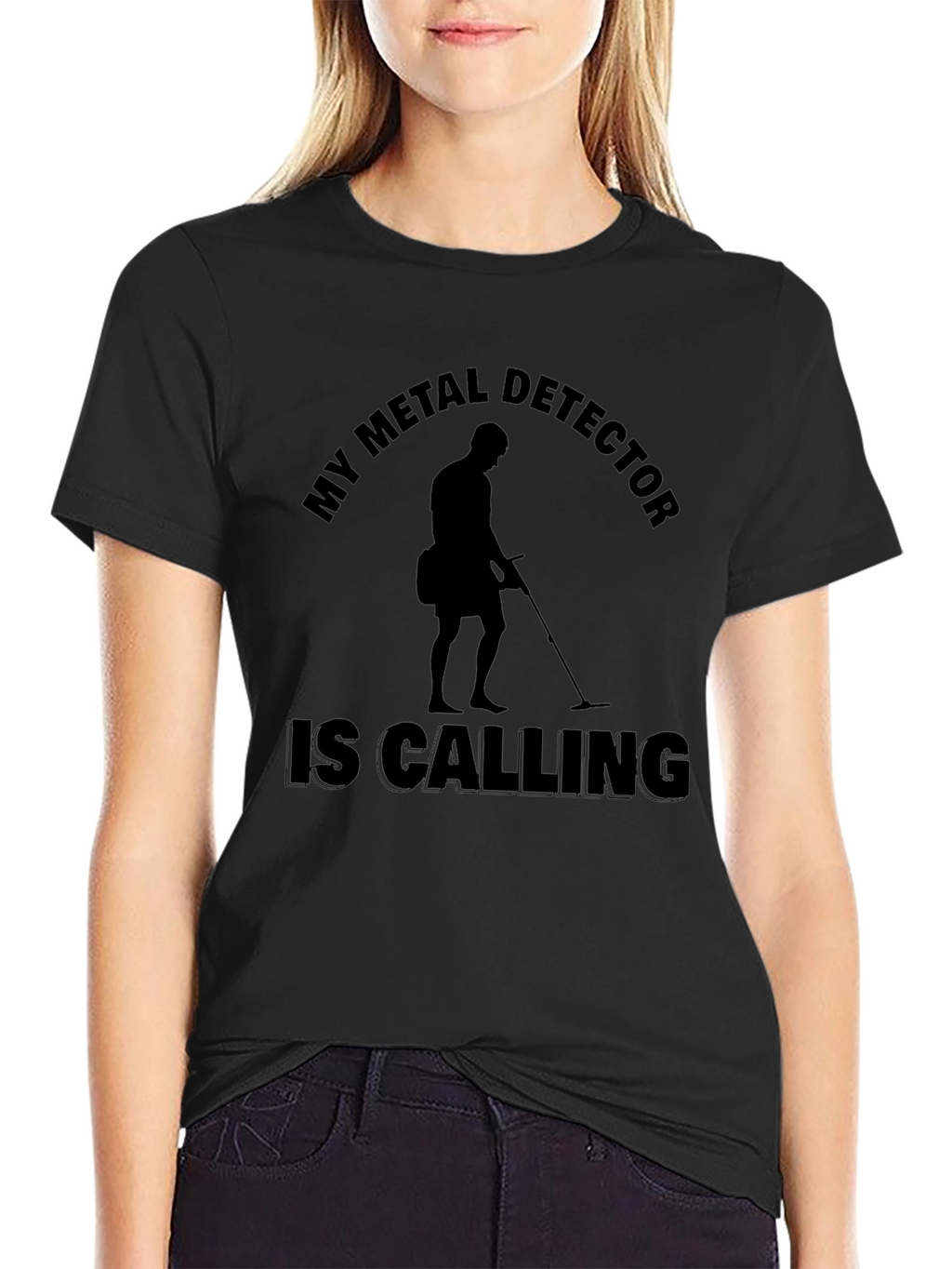 Metal Detector Calling Black T-Shirt