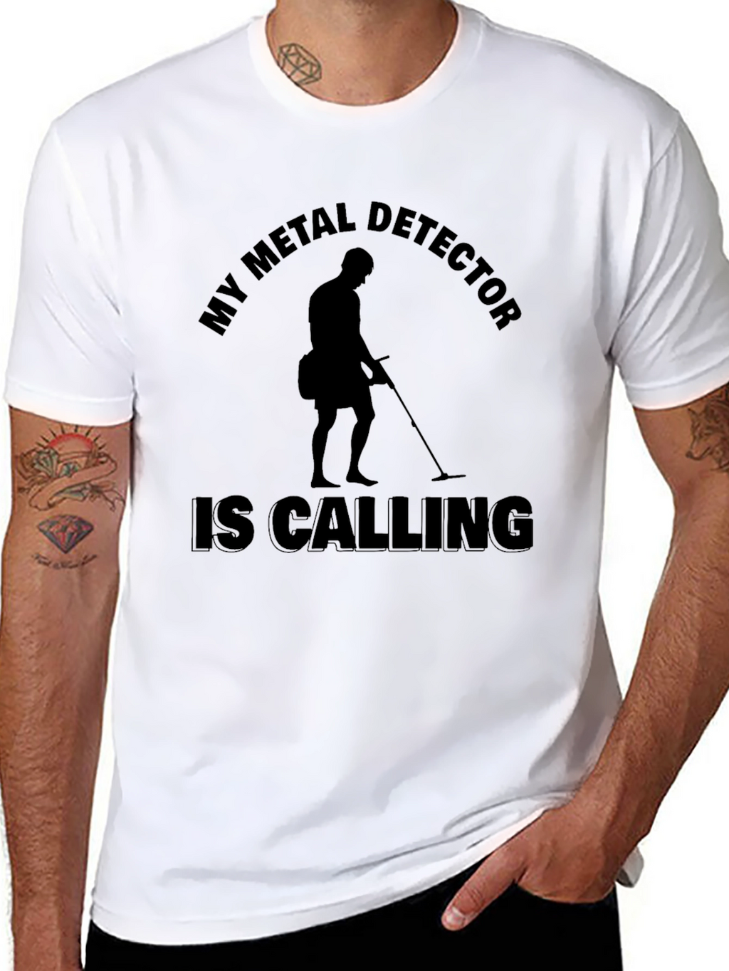 Metal Detector Calling Black T-Shirt