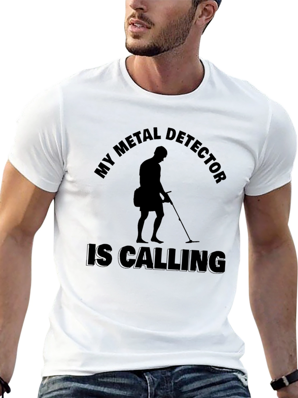 Metal Detector Calling Black T-Shirt