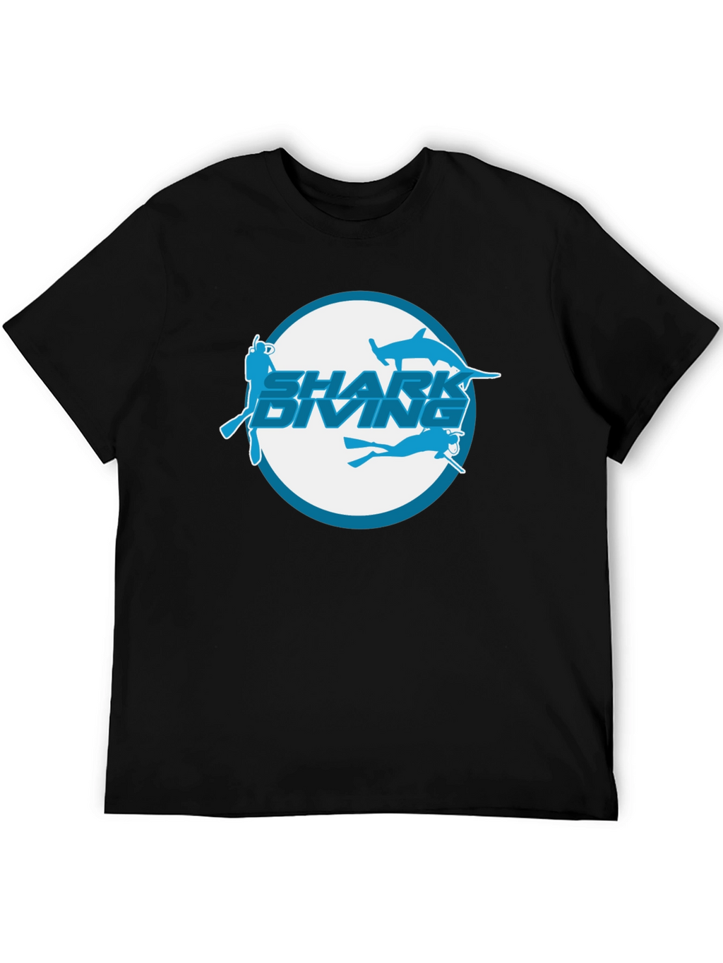 Shark Diving Black T-Shirt