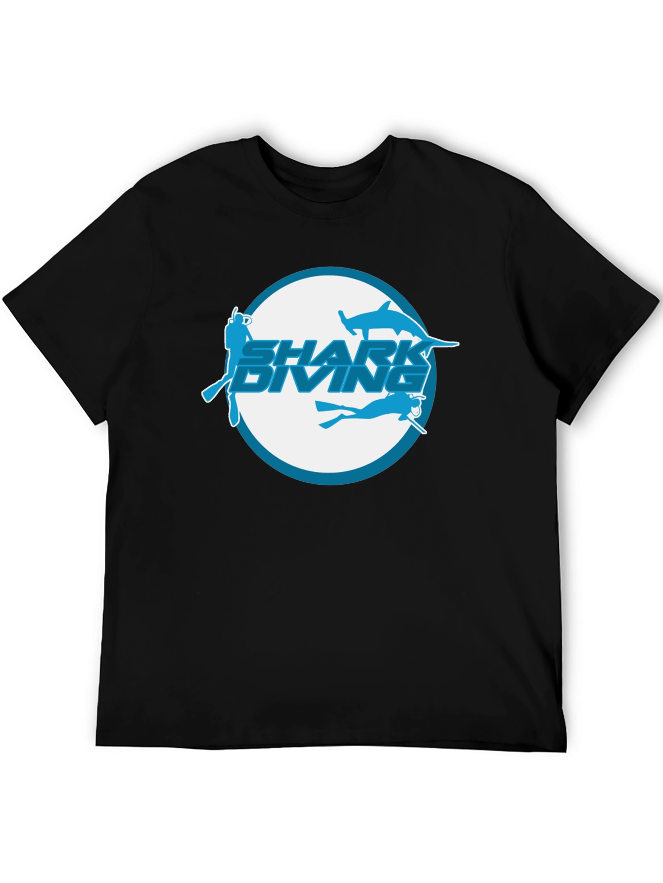 Shark Diving Black T-Shirt