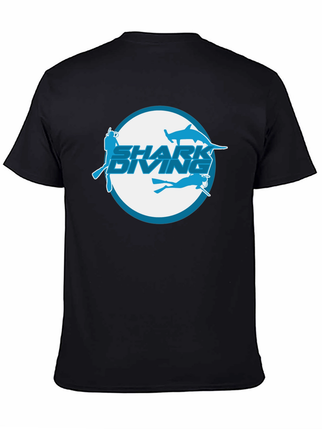 Shark Diving Black T-Shirt