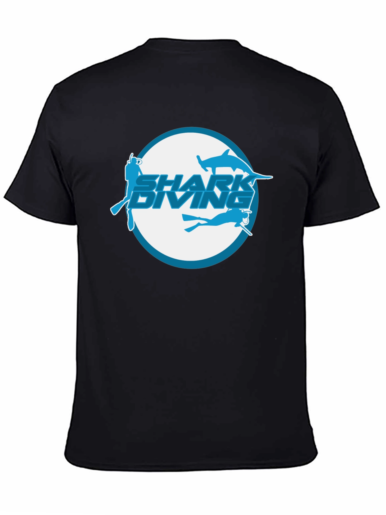 Shark Diving Black T-Shirt