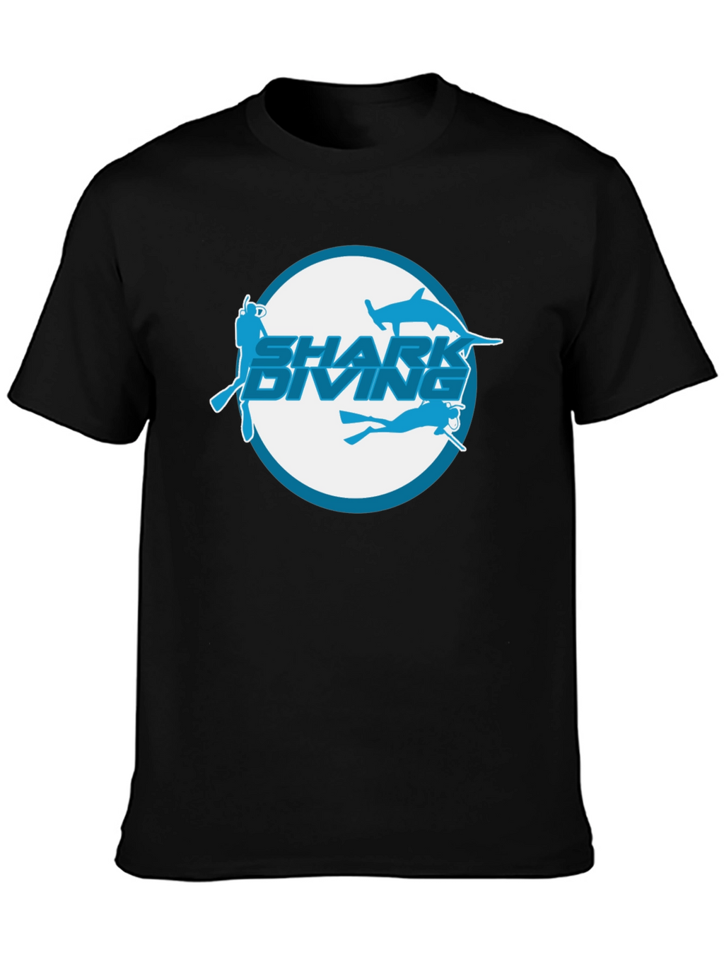 Shark Diving Black T-Shirt