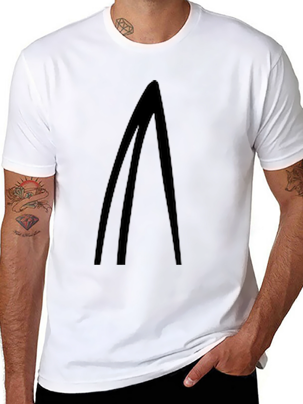 Minimalist Black T-Shirt with Geometric Design
