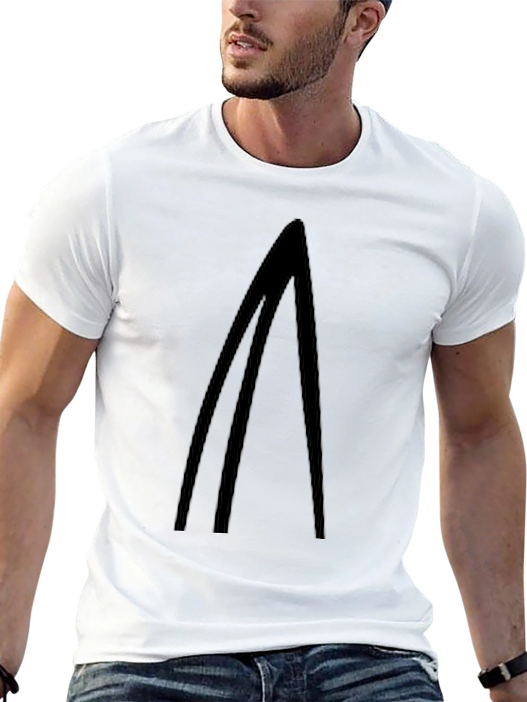 Minimalist Black T-Shirt with Geometric Design