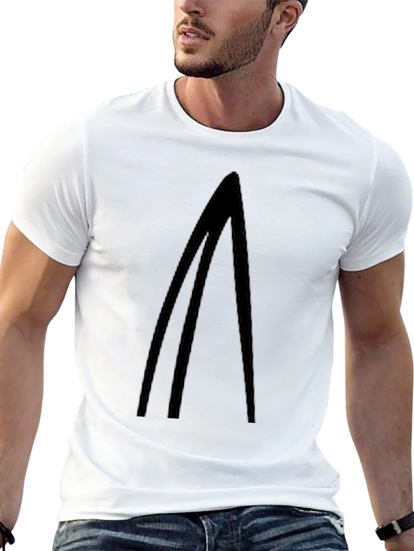 Minimalist Black T-Shirt with Geometric Design